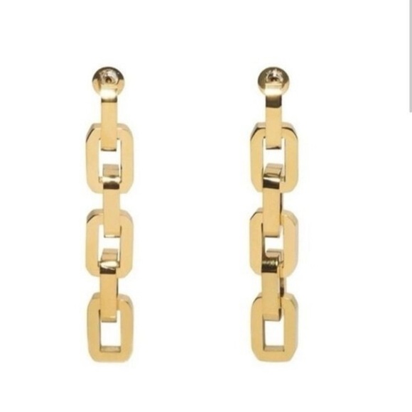 Eddie Borgo Gold Supra Chain Link Post Earrings 2” Drop 12k Gold Vermeil - Picture 2 of 7